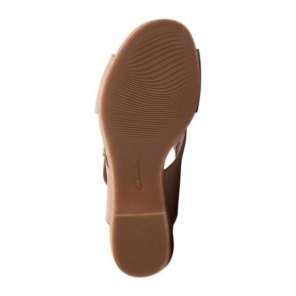 Clarks Women's Giselle Dove Nubuck Leather Wedge Cork Heel Sandals Beige Size 9 - Picture 5 of 5